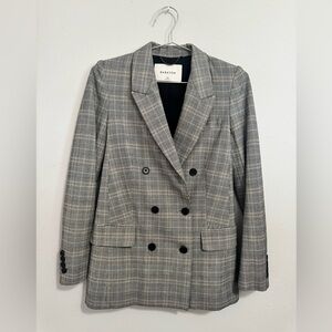 Babaton Charcoal Checkered Double-Breasted Blazer